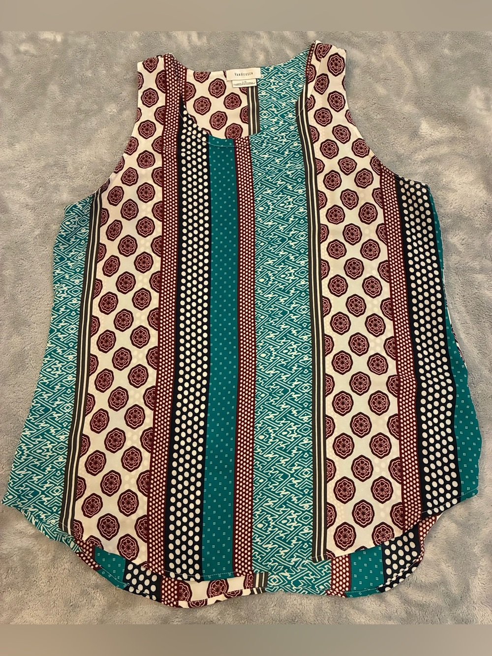 Women’s Van Heusen Brand Teal Printed Sleeveless Blouse Size Large
